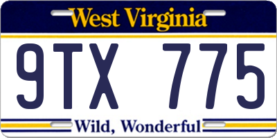 WV license plate 9TX775