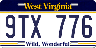 WV license plate 9TX776