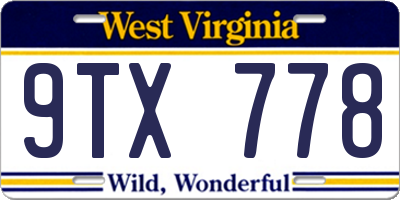 WV license plate 9TX778