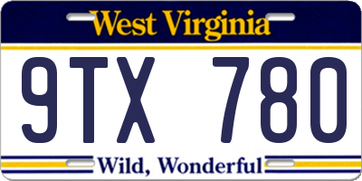 WV license plate 9TX780