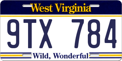 WV license plate 9TX784