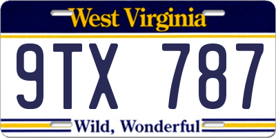 WV license plate 9TX787