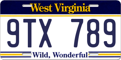 WV license plate 9TX789