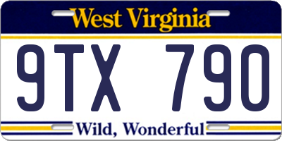 WV license plate 9TX790