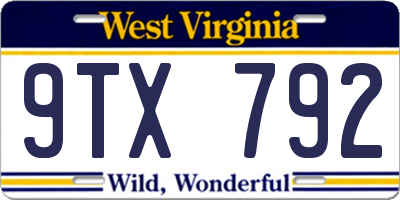 WV license plate 9TX792