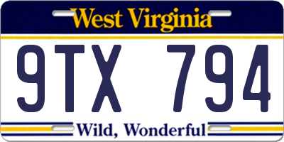WV license plate 9TX794