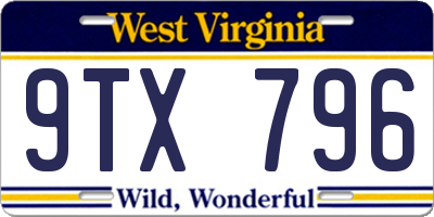 WV license plate 9TX796