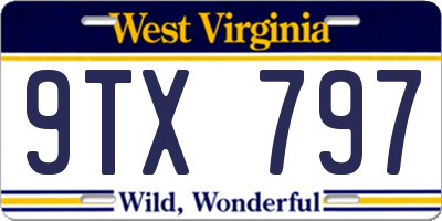 WV license plate 9TX797