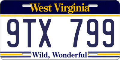 WV license plate 9TX799
