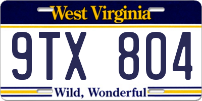 WV license plate 9TX804