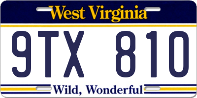 WV license plate 9TX810