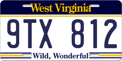 WV license plate 9TX812