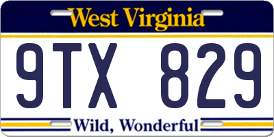 WV license plate 9TX829