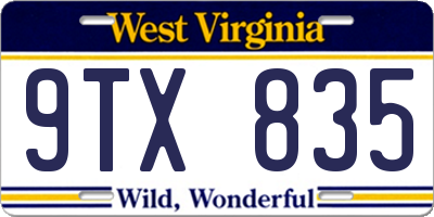 WV license plate 9TX835