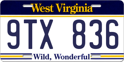 WV license plate 9TX836
