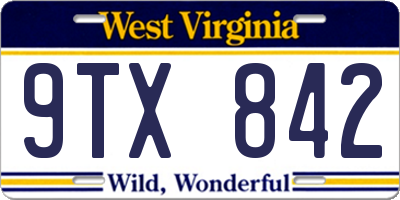 WV license plate 9TX842