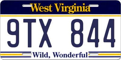 WV license plate 9TX844