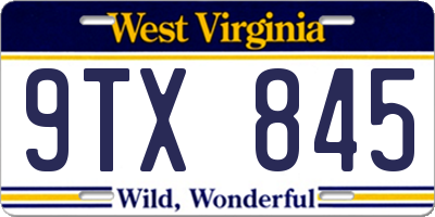 WV license plate 9TX845