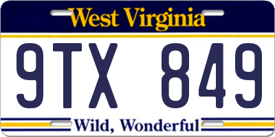 WV license plate 9TX849