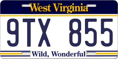 WV license plate 9TX855