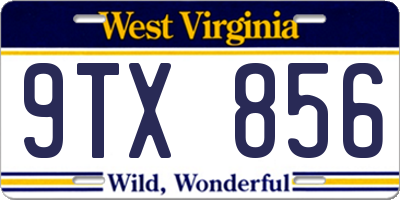 WV license plate 9TX856
