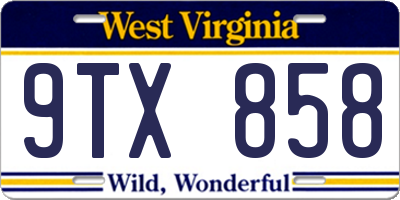 WV license plate 9TX858