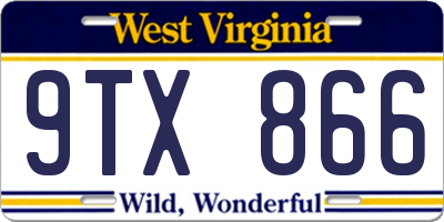WV license plate 9TX866