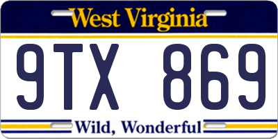 WV license plate 9TX869