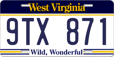 WV license plate 9TX871