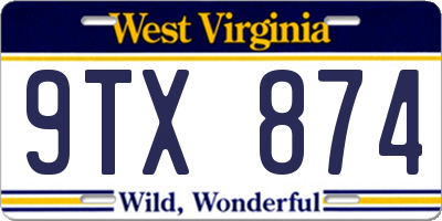 WV license plate 9TX874