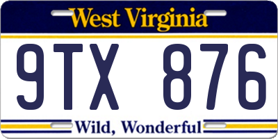 WV license plate 9TX876