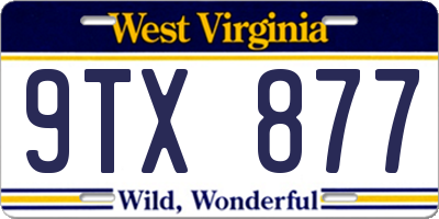 WV license plate 9TX877