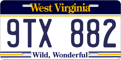 WV license plate 9TX882