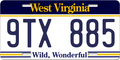 WV license plate 9TX885