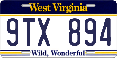 WV license plate 9TX894