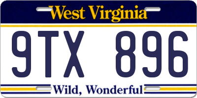WV license plate 9TX896