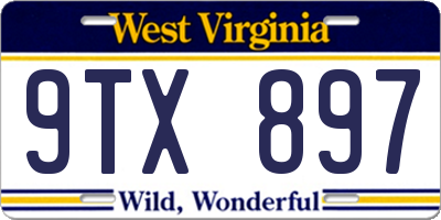 WV license plate 9TX897