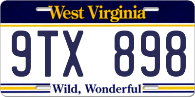 WV license plate 9TX898