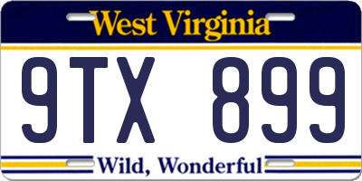 WV license plate 9TX899