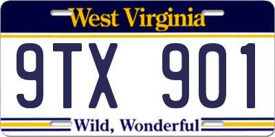 WV license plate 9TX901