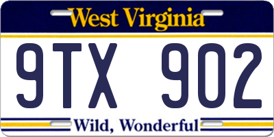 WV license plate 9TX902