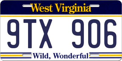 WV license plate 9TX906