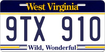 WV license plate 9TX910