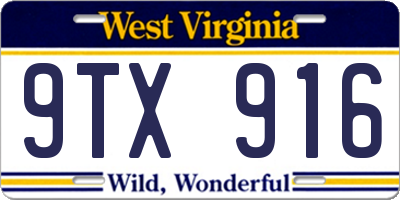 WV license plate 9TX916