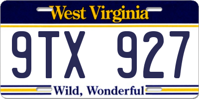 WV license plate 9TX927