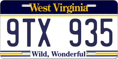 WV license plate 9TX935
