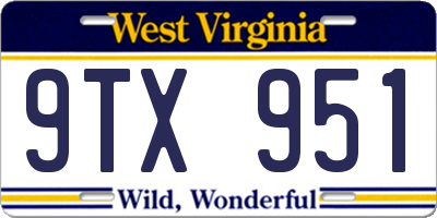WV license plate 9TX951