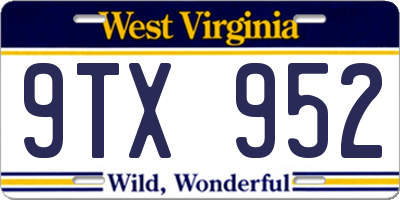WV license plate 9TX952