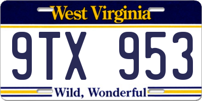 WV license plate 9TX953