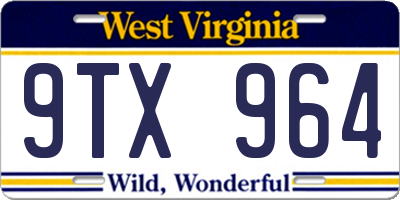 WV license plate 9TX964